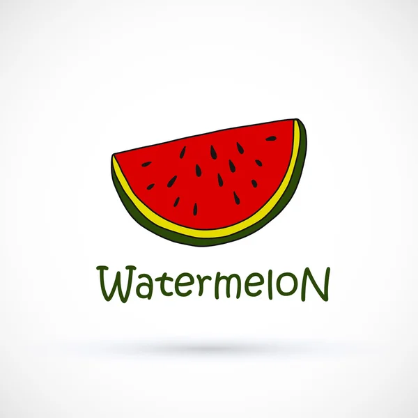 Watermeloen handgetekende logo — Stockvector