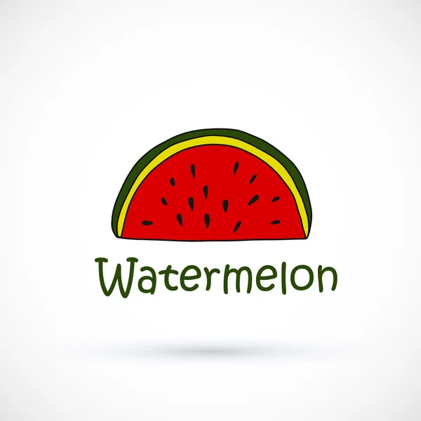 Watermeloen handgetekende logo — Stockvector