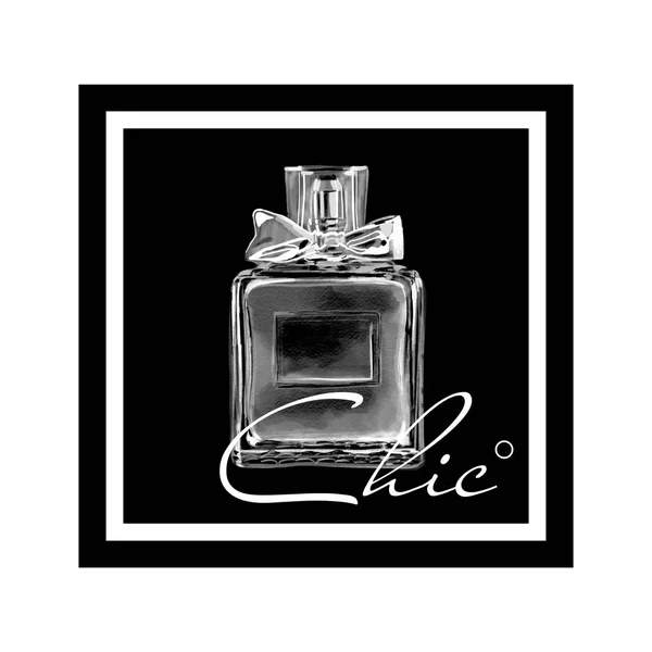 Černý čtverec s parfémy — Stock fotografie