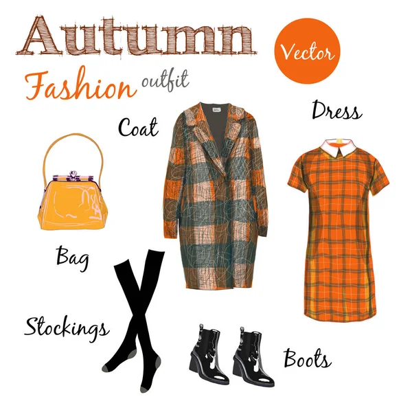Outono coleção de moda clássica — Vetor de Stock
