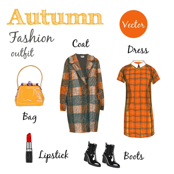 Colección de moda clásica de otoño — Vector de stock