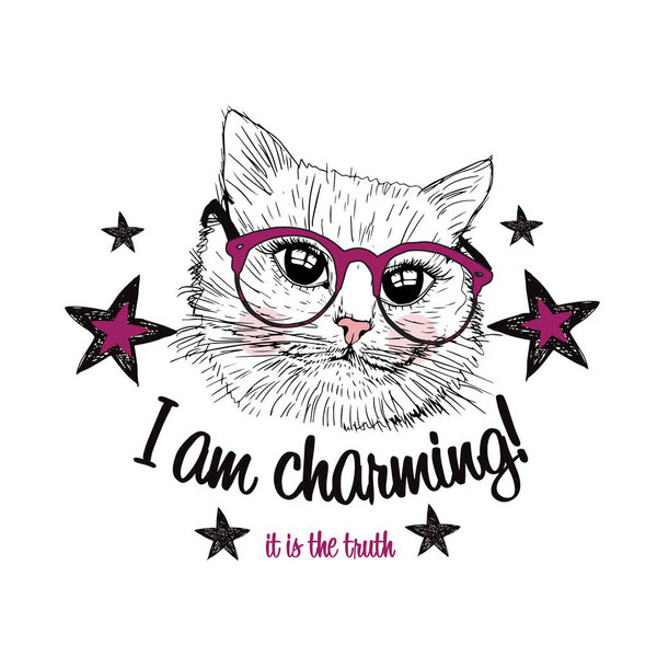 Cute cat wearing glasses