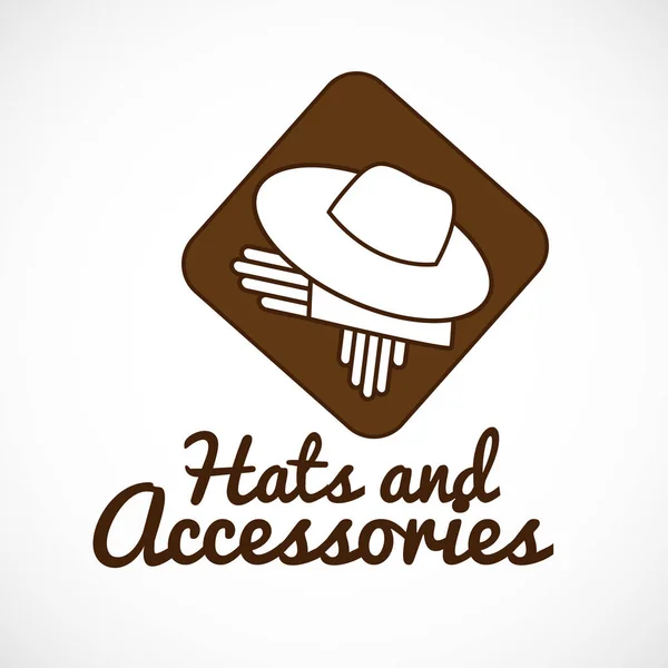 Chapeau et gants logo marron — Image vectorielle