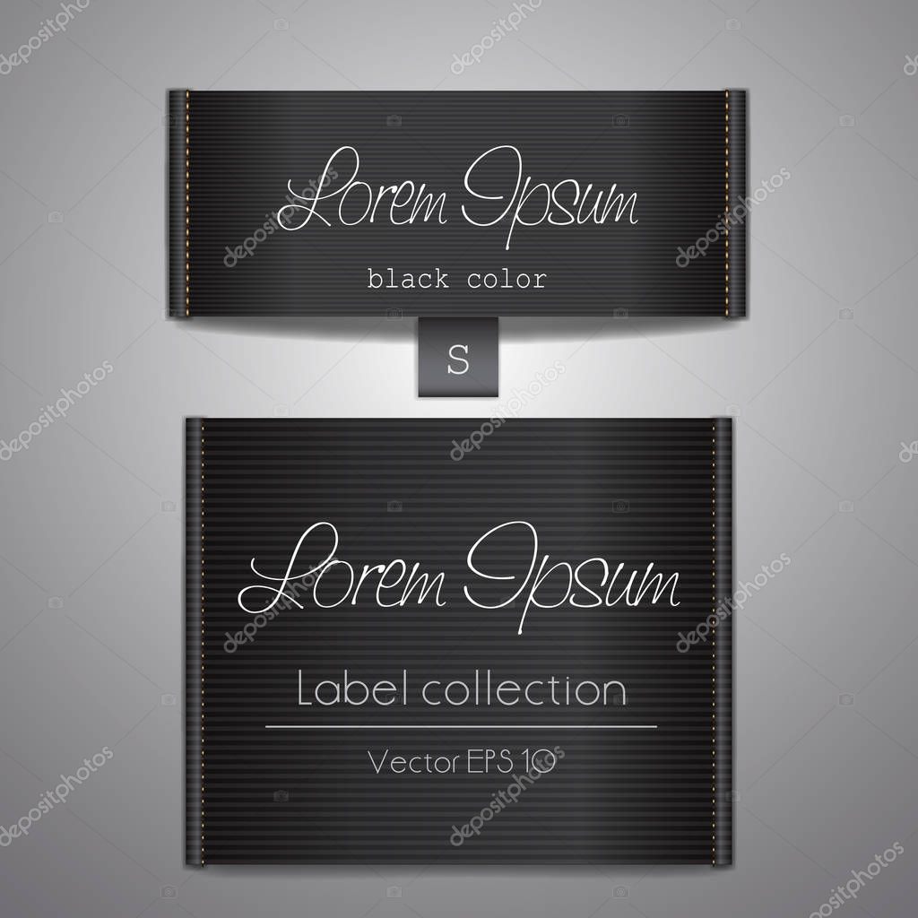 Fabric elegant collection tags illustration label template black color