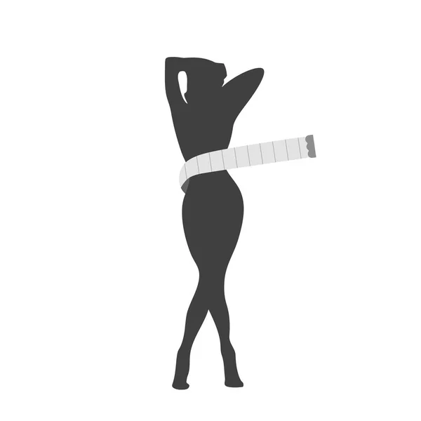 Silhouette Frau mit Zentimeter — Stockvektor