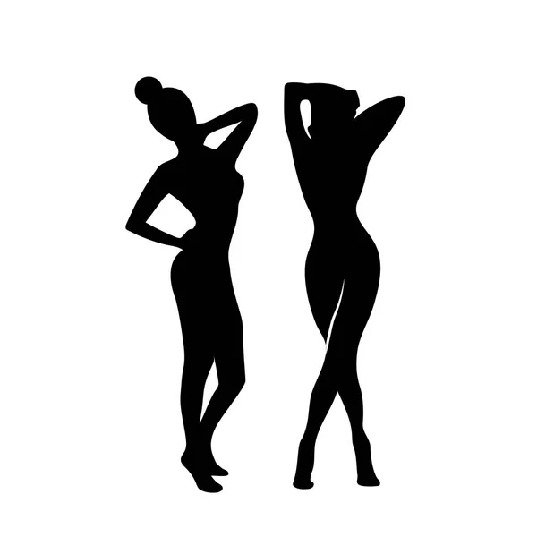 Zwarte silhouetten vrouwen — Stockvector