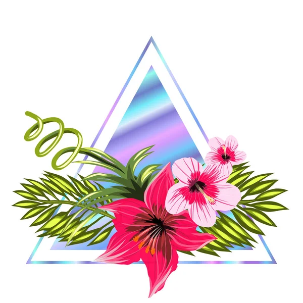 Holografische afdrukken met bloemen — Stockvector