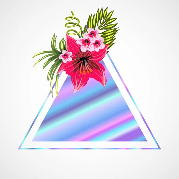 Holografisk print med blommor — Stock vektor