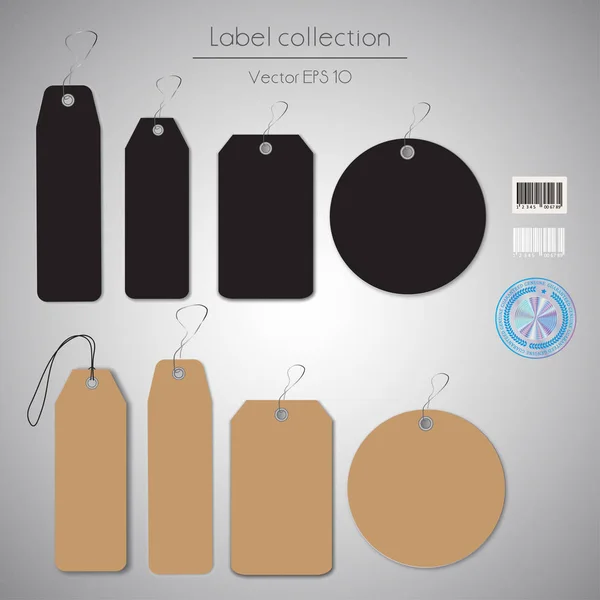 Black and brown hanging labels — Stock Vector