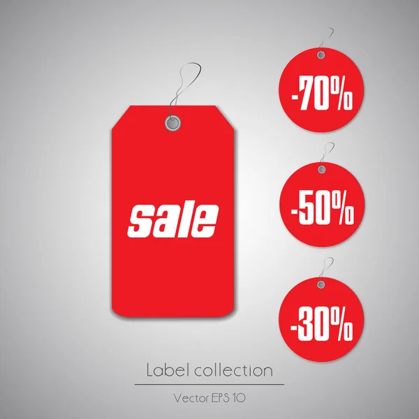 Red sale hanging labels — Stock Vector