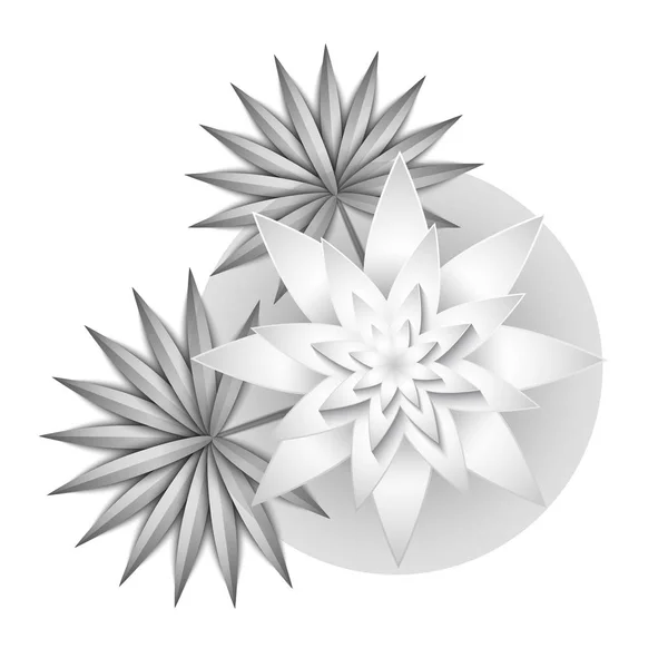 Silberne geometrische Blumen — Stockvektor