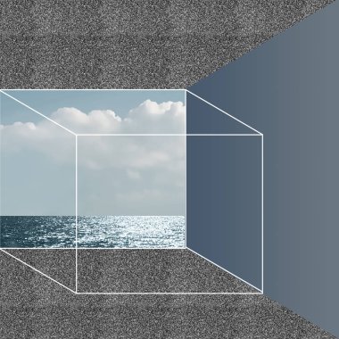 Deniz ve küpteki bulutlu gökyüzü