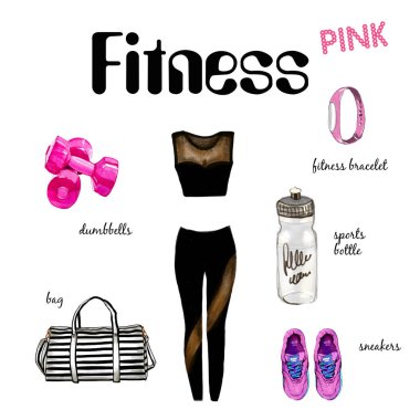 Fitness giysi ve aksesuarları koleksiyonu