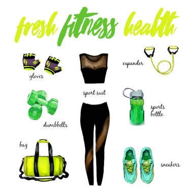 Fitness giysi ve aksesuarları koleksiyonu
