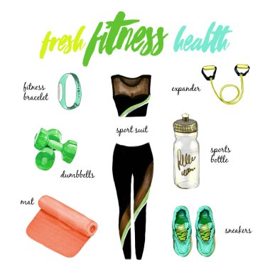 Fitness giysi ve aksesuarları koleksiyonu