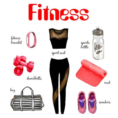 Fitness giysi ve aksesuarları koleksiyonu