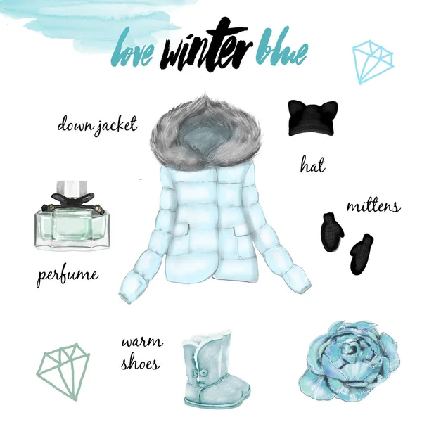 Wintercollectie kleding en accessoires — Stockfoto