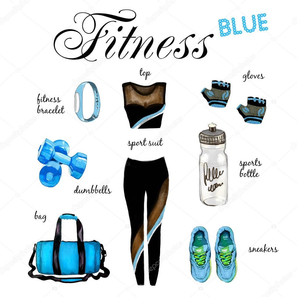 fitness clothes and accessories collection