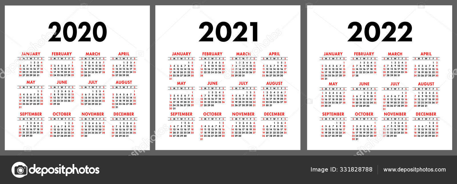 Kalender 2020 2021 2022 Jahre Designvorlage Für Vertikale
