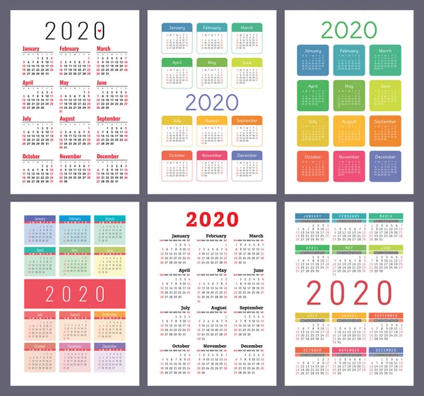 Έτος Προγράμματος 2020 Εβδομάδα Αρχίζει Την Κυριακή Συλλογή Διανυσματικών Προτύπων — Διανυσματικό Αρχείο
