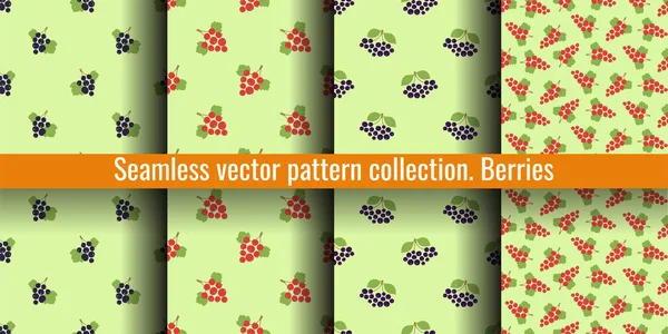 Conjunto de patrones sin costuras. Bayas vectoriales. Moda natural impresión coll — Vector de stock