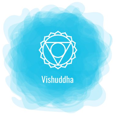 Vishuddha ikonu. Beşinci guttural çakra. Vektör mavi dumanlı cir