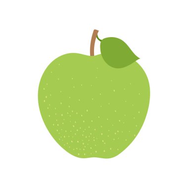 Beyaz arka planda yapraklı elma meyvesi. El çizimi d