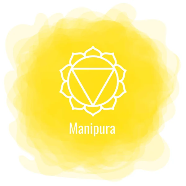 Manipura icon. The third sun chakra. Vector yellow smoky circle. — 스톡 벡터