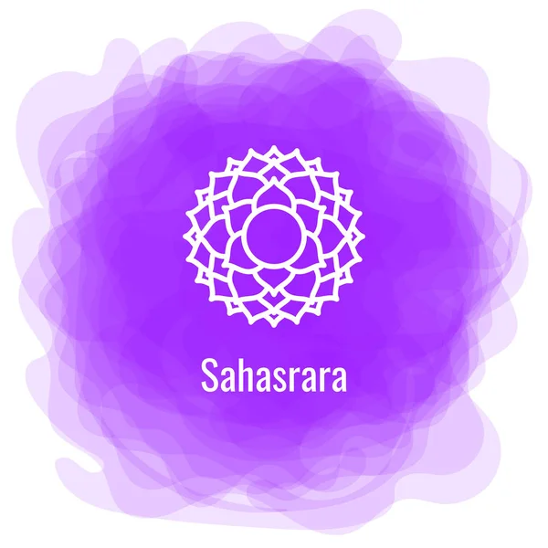 Sahasrara icon. The seventh crown, parietal chakra. Vector purpl — 스톡 벡터