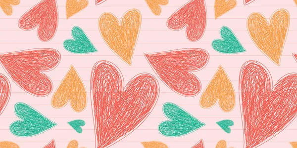 Heart seamless pattern. Vector love illustration. Valentine's Da — 스톡 벡터