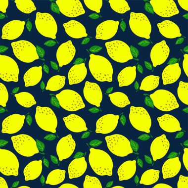 Limonlu, dikişsiz desen. Moda kıyafet tasarımı. Yemek artığı