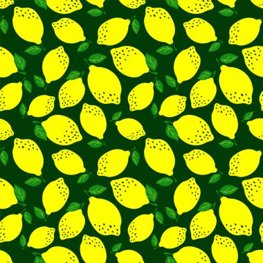 Limonlu, dikişsiz desen. Moda kıyafet tasarımı. Yemek artığı