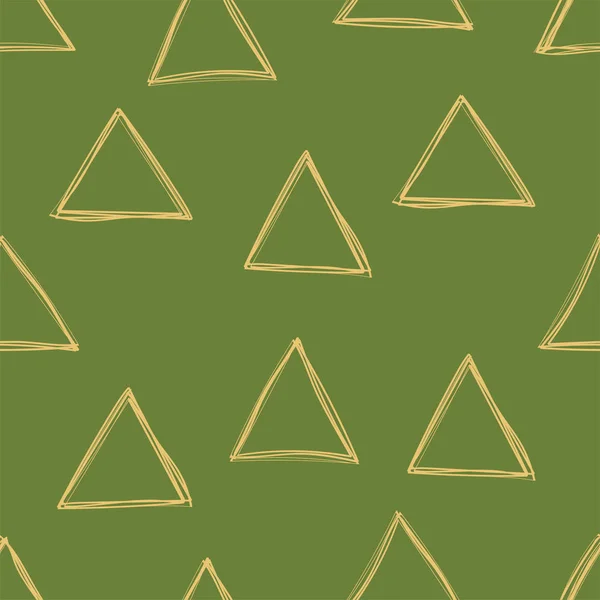 Triangle seamless pattern. Vector green and golden background. S — 스톡 벡터