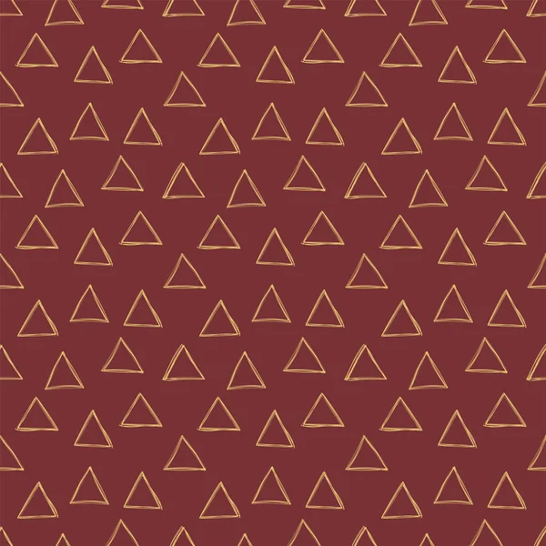 Triangle seamless pattern. Vector golden and burgundy background — 스톡 벡터