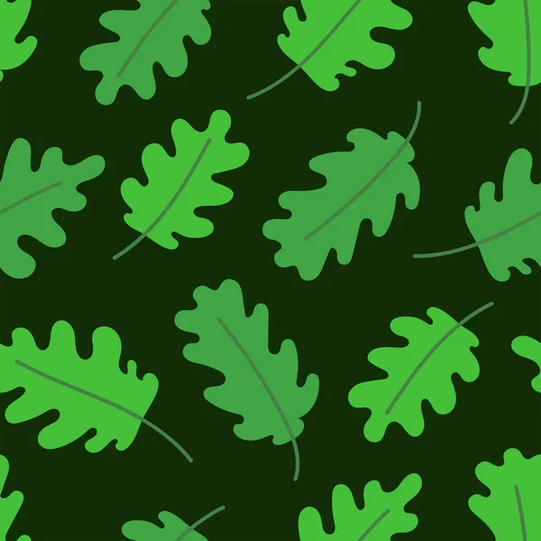Leaf naadloos patroon. Groene eikenbladeren. Vector illustratie. Sc — Stockvector