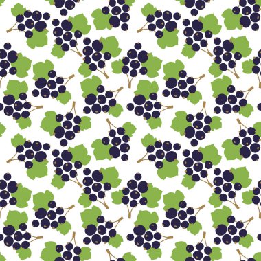 Siyah frenk üzümü pürüzsüz desen. Vektör çilekleri. Yemek modası.
