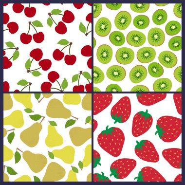 Kiraz, kivi, armut ve dikişsiz çilek deseni. Böğürtlen 