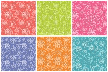 Çiçeksiz desen ayarlandı. Çiçekler. Renk vektörü arka planı. Evet.