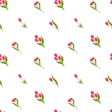 Çiçeksiz desen. Lale. Vektör çiçekler. Moda baskısı. D