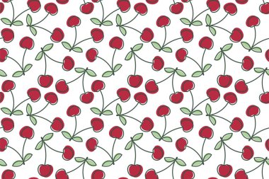 Kirazsız desen. El yapımı taze meyve. Vektör çizimi b