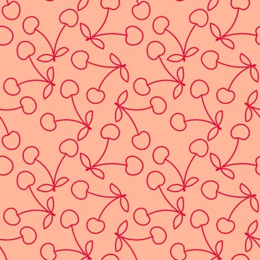 Kirazsız desen. El çizimi taze meyve. Vektör çizimi b