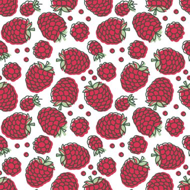 Ahududu desenli. El yapımı taze meyve. Vektör çizimi