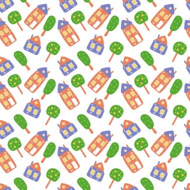 Çocukların kusursuz bir düzeni var. Çocukça bir resim. Bebek bezi baskısı,