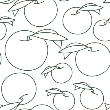 Şeftali pürüzsüz desen. Elle çizilmiş taze egzotik meyve. Vektör sk