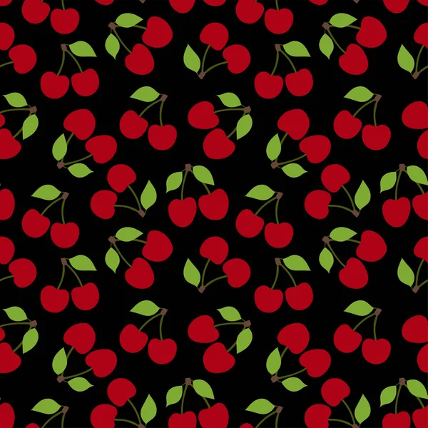 桜のシームレスなパターン 赤いベリーファッションデザイン キッチンテーブルクロス カーテンや食器用の食品印刷 手描きのドア壁紙 ベクトルスケッチの背景 — ストックベクタ