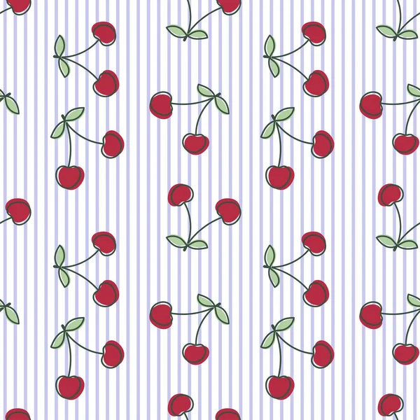 Бесшовный рисунок вишни. Свежая ягода. Векторные наброски — стоковый вектор