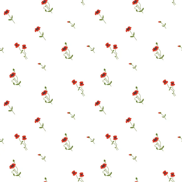 Floral seamless pattern. Poppy. Vector flowers. Fashion print. D — Stock Vector