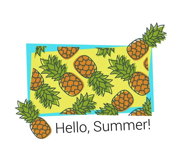 Pineapple print. Hello summer. Exotic design. Vector sketch. Han — ストックベクタ