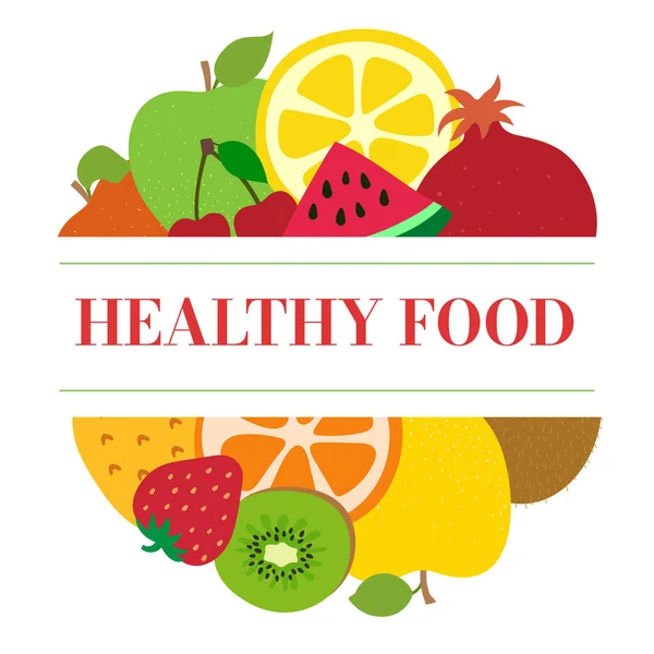 Healthy food. Fruits sketch menu. Round logo. Fresh apple, lemon
