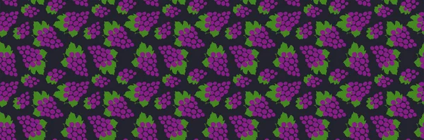 Grape Seamless Pattern Bunch Grapes Hand Drawn Fresh Berry Vector — 스톡 벡터